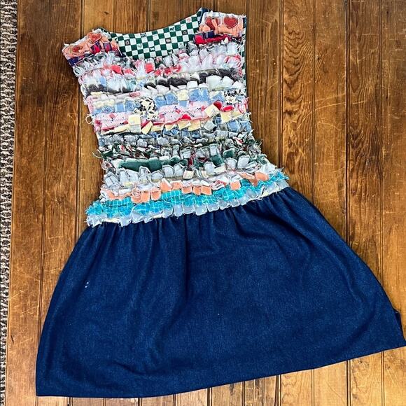 Handmade Dresses & Skirts - Colorful Patchwork Dress unique custom hand made denim rag maxi dress size small